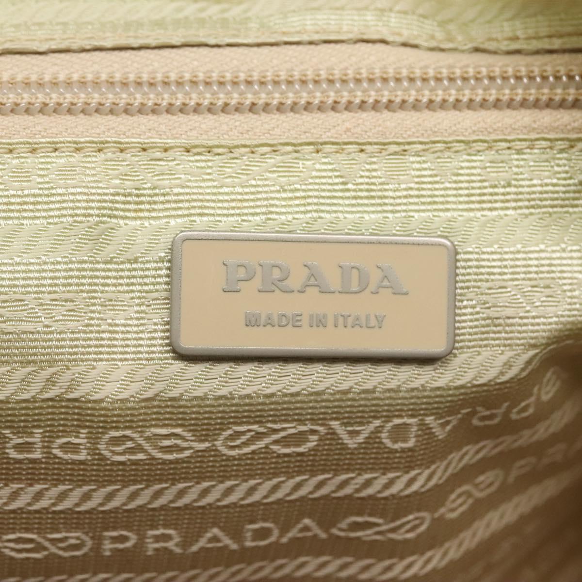 PRADA Tote Bag Nylon Ivory Silver Auth 114933