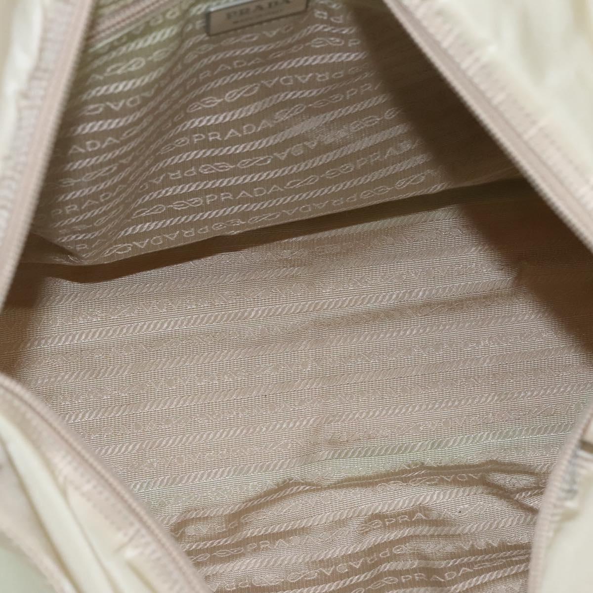 PRADA Tote Bag Nylon Ivory Silver Auth 114933