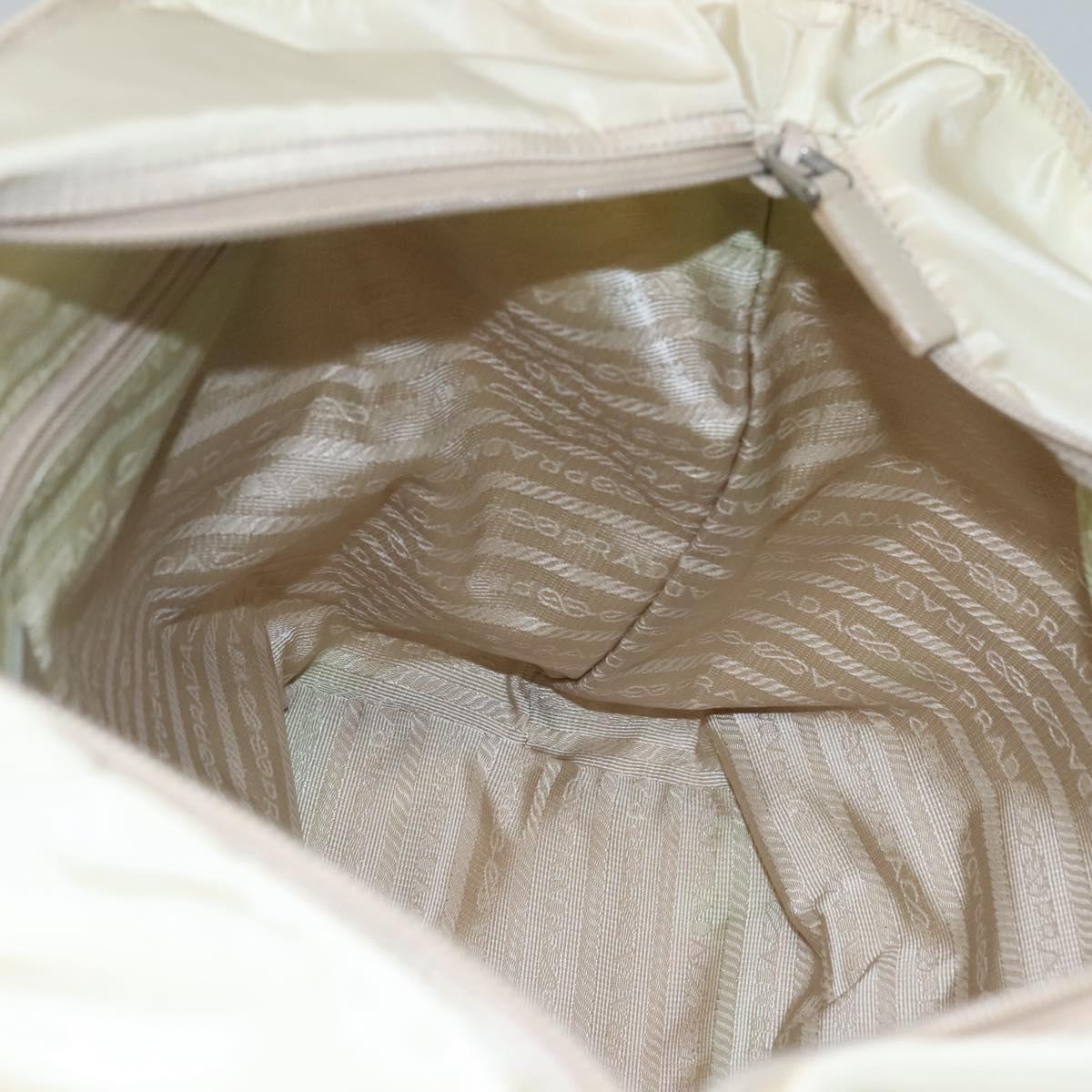 PRADA Tote Bag Nylon Ivory Silver Auth 114933