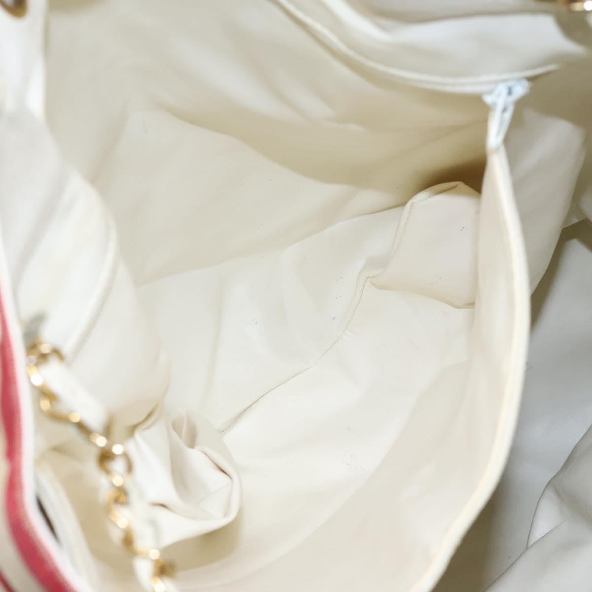 CHANEL Chain Shoulder Bag Canvas Red Gold CC Auth 114940