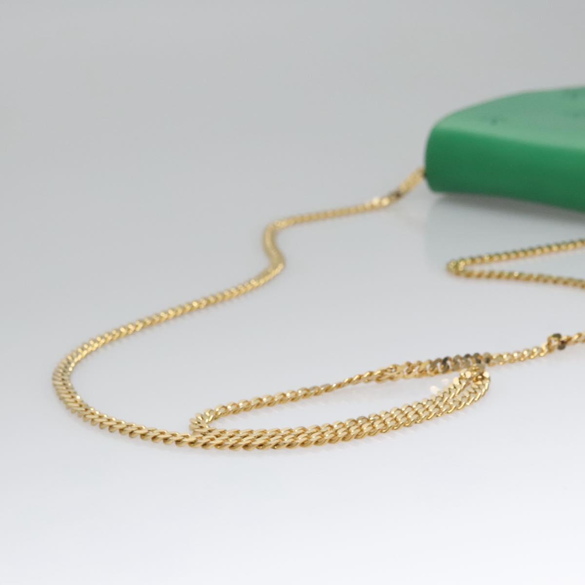 CELINE Shoulder Bag Leather Green Gold Auth 114967V