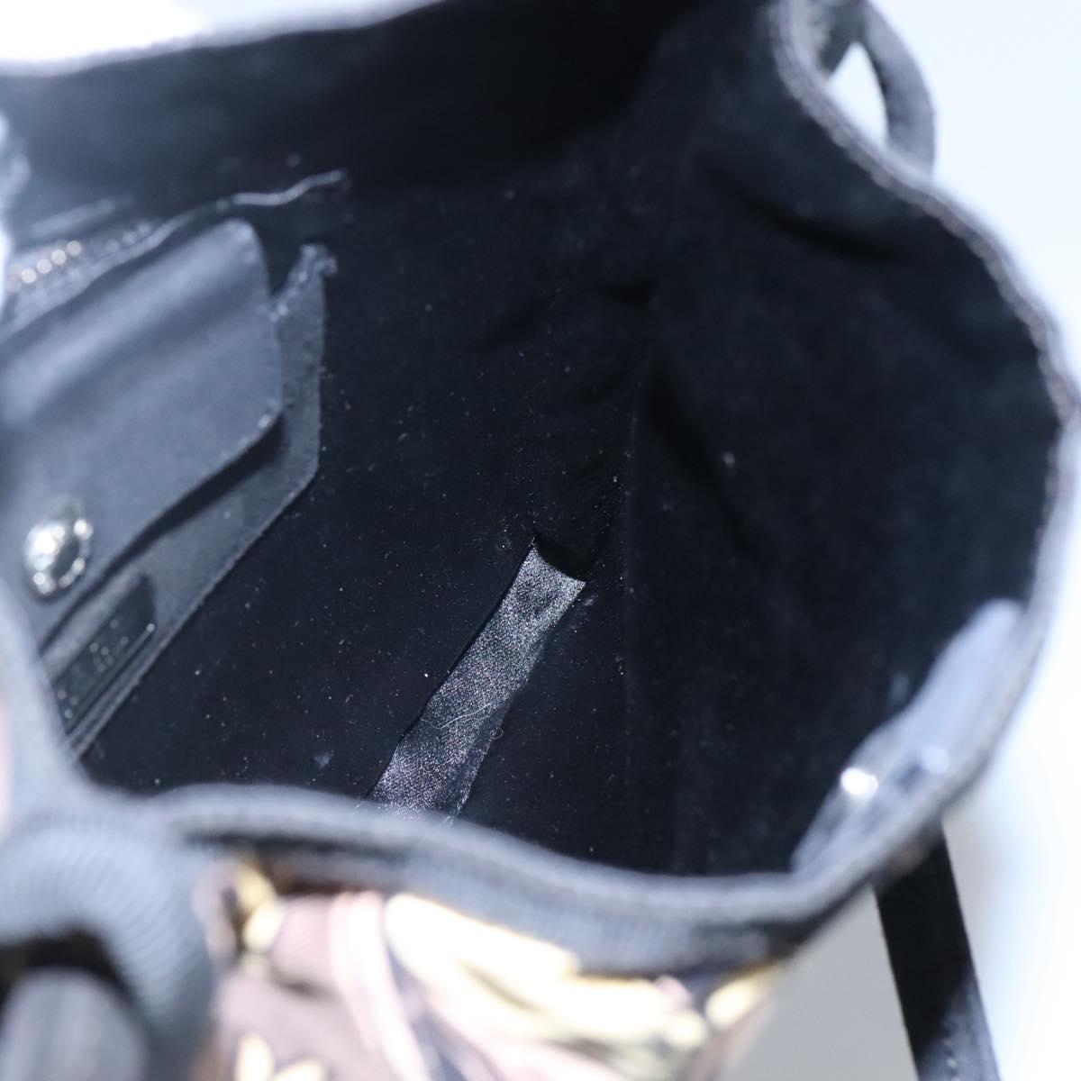 PRADA Hand Bag Nylon Black Silver Auth 115020