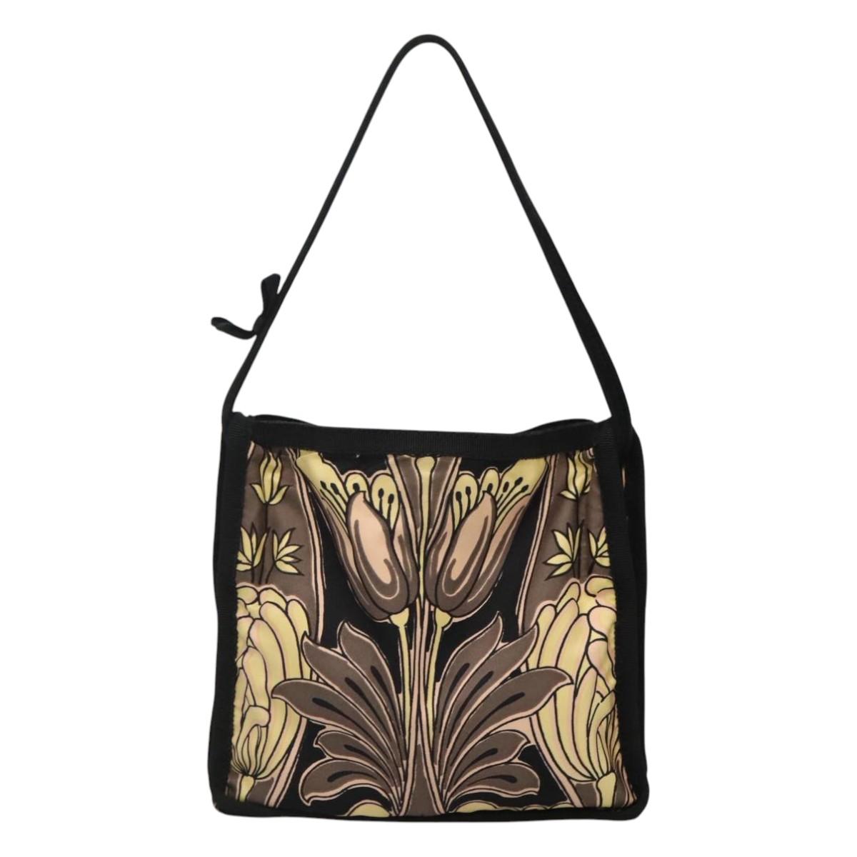 PRADA Hand Bag Nylon Black Silver Auth 115020