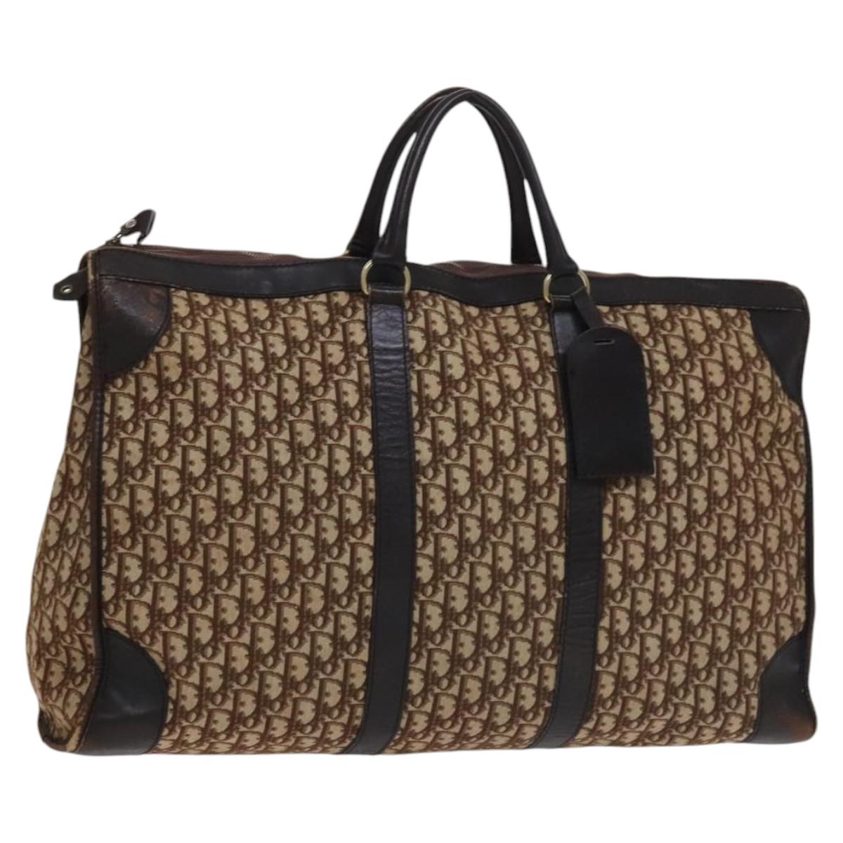 Christian Dior Trotter Canvas Boston Bag Brown Auth 115046