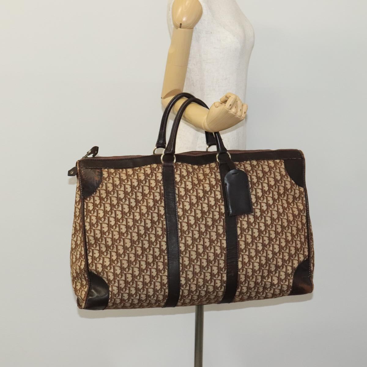 Christian Dior Trotter Canvas Boston Bag Brown Auth 115046