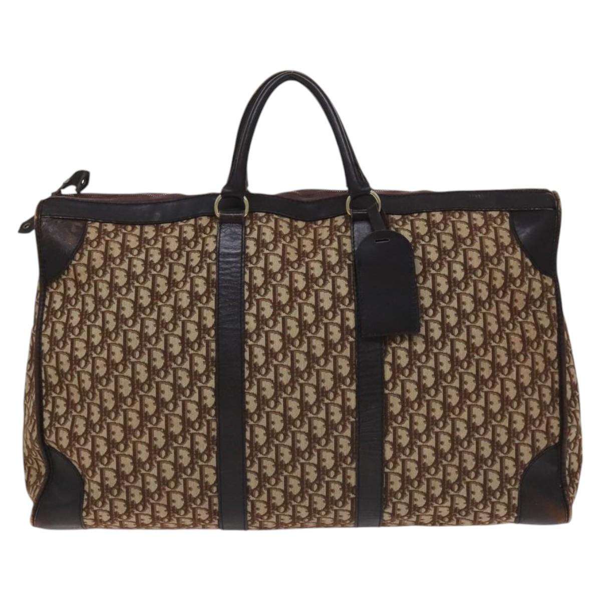 Christian Dior Trotter Canvas Boston Bag Brown Auth 115046