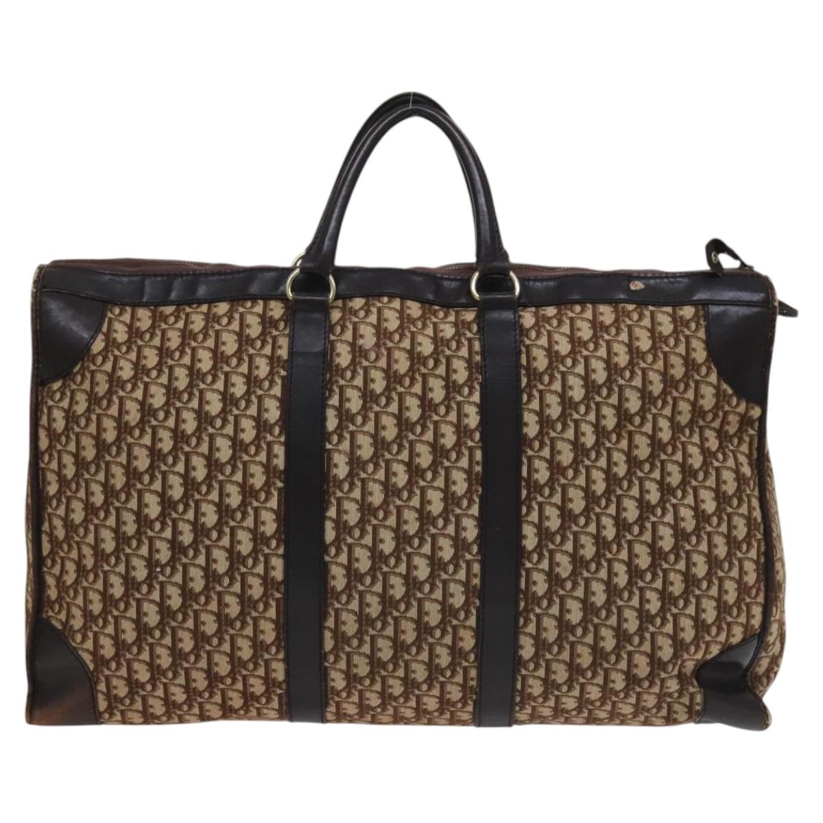 Christian Dior Trotter Canvas Boston Bag Brown Auth 115046