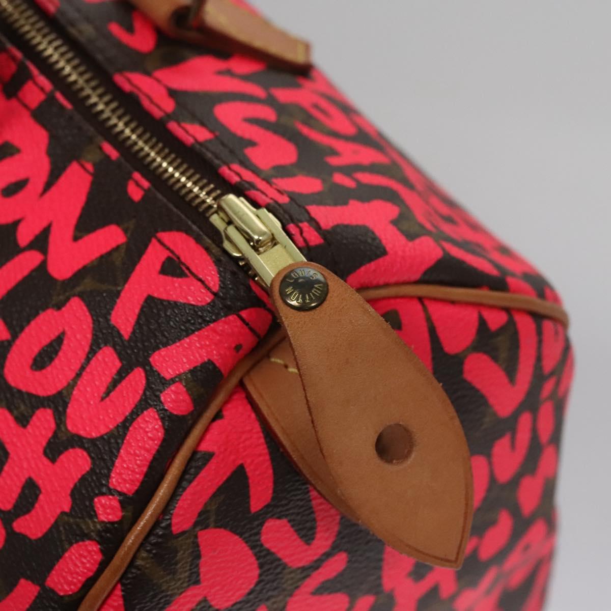 LOUIS VUITTON Monogram Graffiti Speedy 30 Hand Bag Pink M93704 LV Auth 115047AV