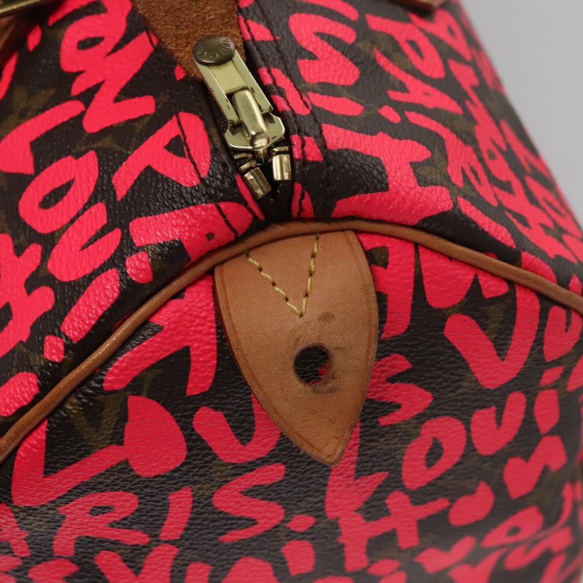 LOUIS VUITTON Monogram Graffiti Speedy 30 Hand Bag Pink M93704 LV Auth 115047AV
