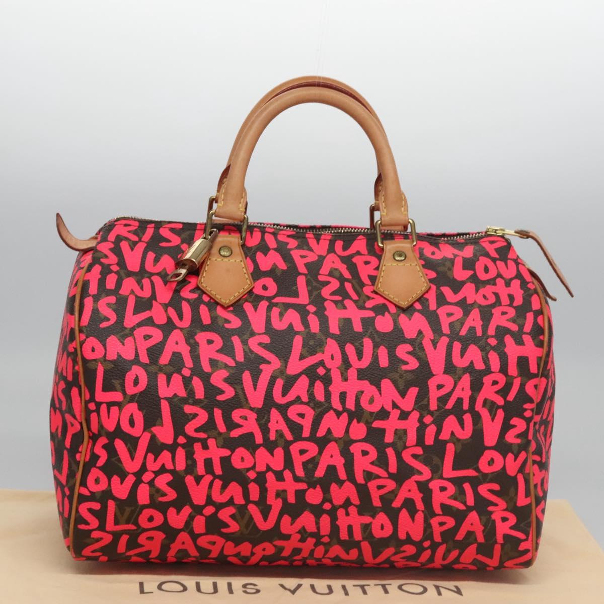LOUIS VUITTON Monogram Graffiti Speedy 30 Hand Bag Pink M93704 LV Auth 115047AV