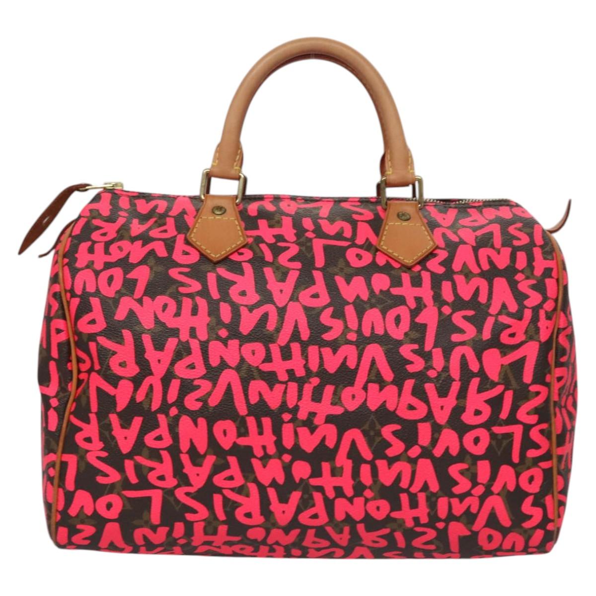 LOUIS VUITTON Monogram Graffiti Speedy 30 Hand Bag Pink M93704 LV Auth 115047AV