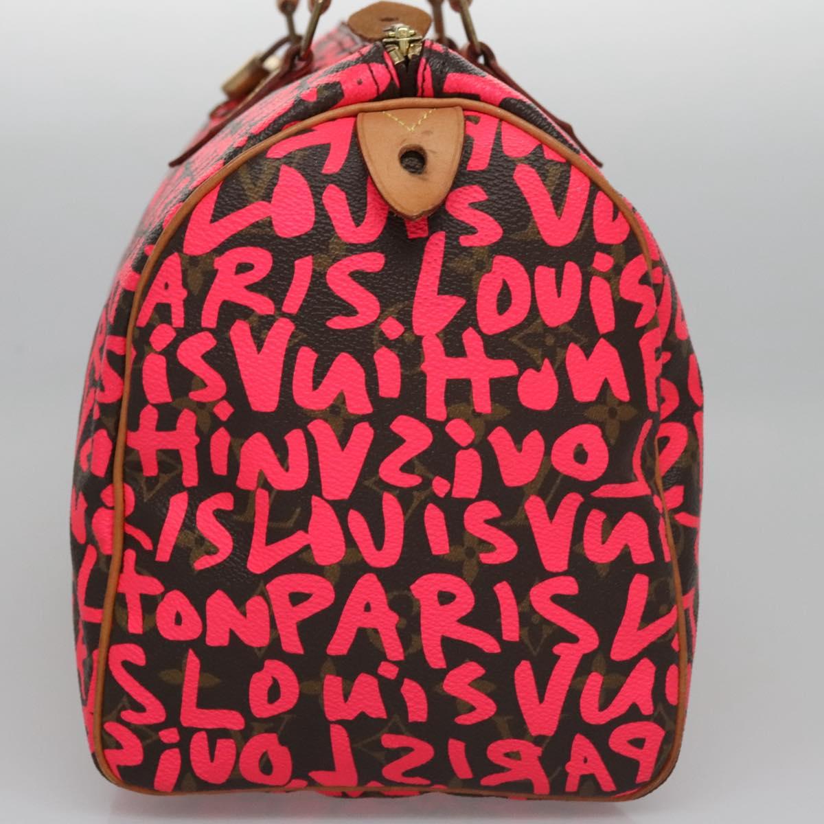 LOUIS VUITTON Monogram Graffiti Speedy 30 Hand Bag Pink M93704 LV Auth 115047AV
