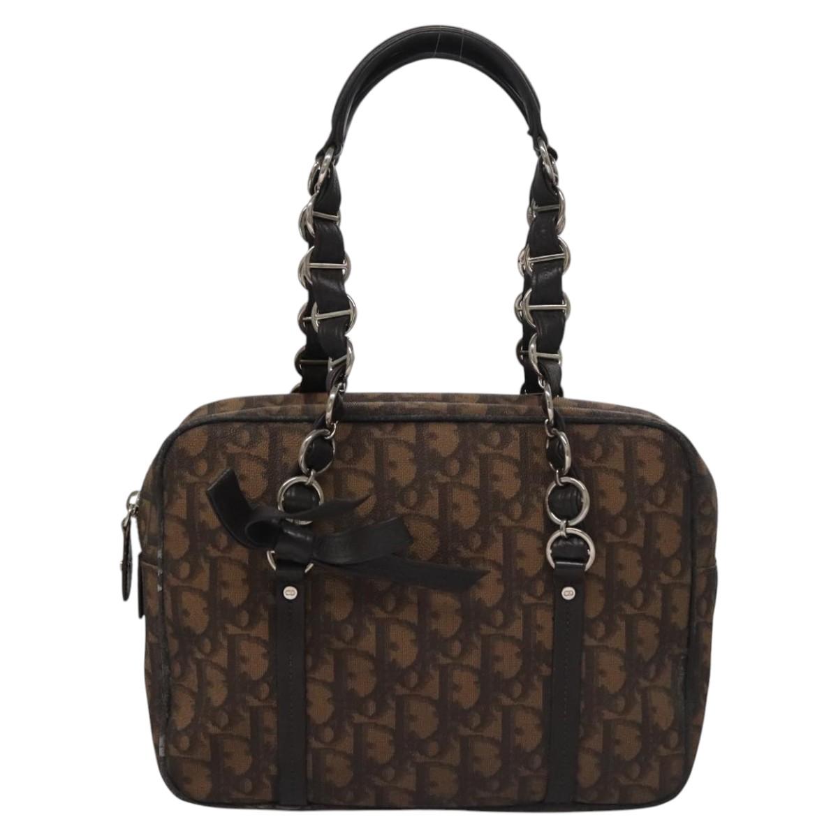 Christian Dior Romantic Trotter Canvas Shoulder Bag PVC Brown Auth 115054