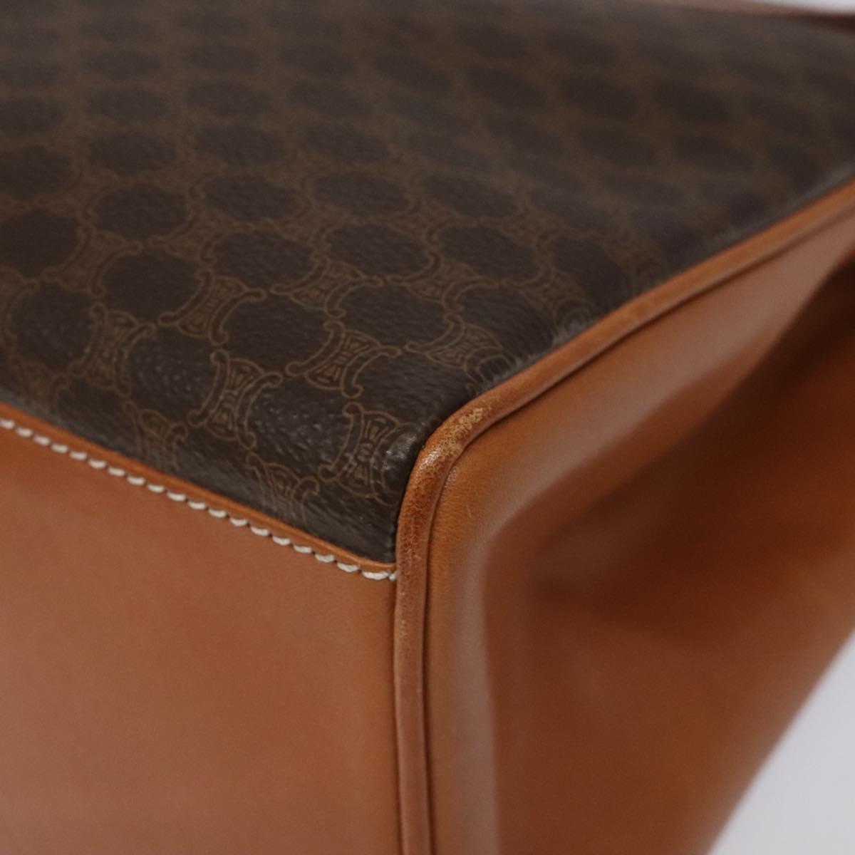 CELINE Macadam Canvas Hand Bag PVC Brown Gold Auth 115067