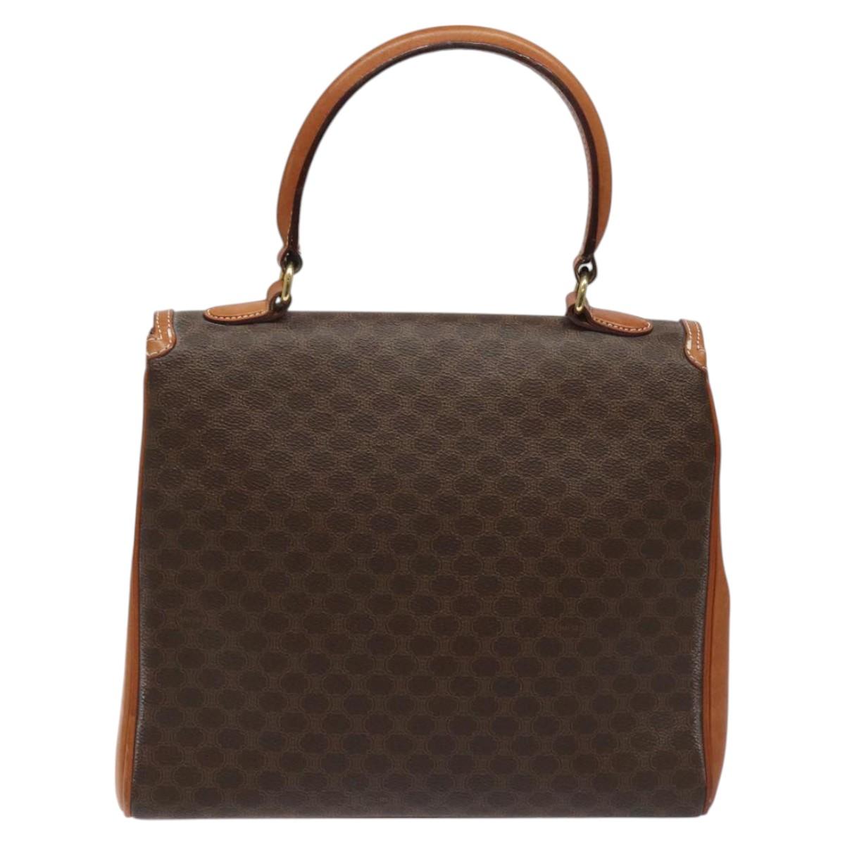 CELINE Macadam Canvas Hand Bag PVC Brown Gold Auth 115067
