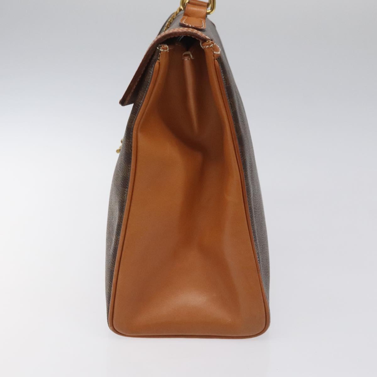 CELINE Macadam Canvas Hand Bag PVC Brown Gold Auth 115067