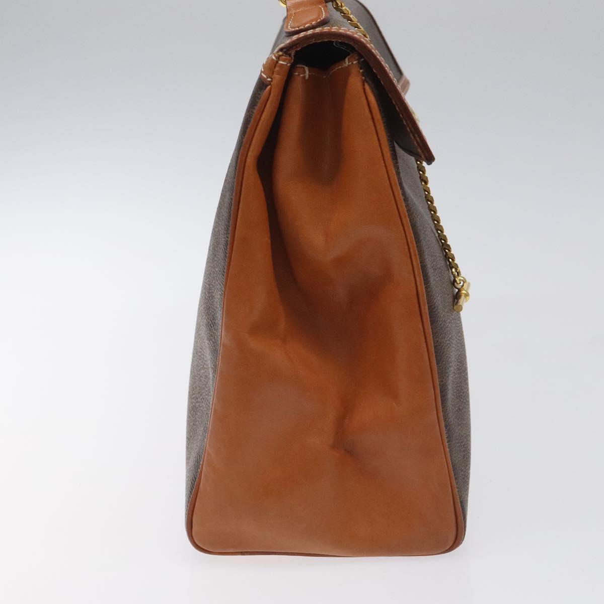 CELINE Macadam Canvas Hand Bag PVC Brown Gold Auth 115067