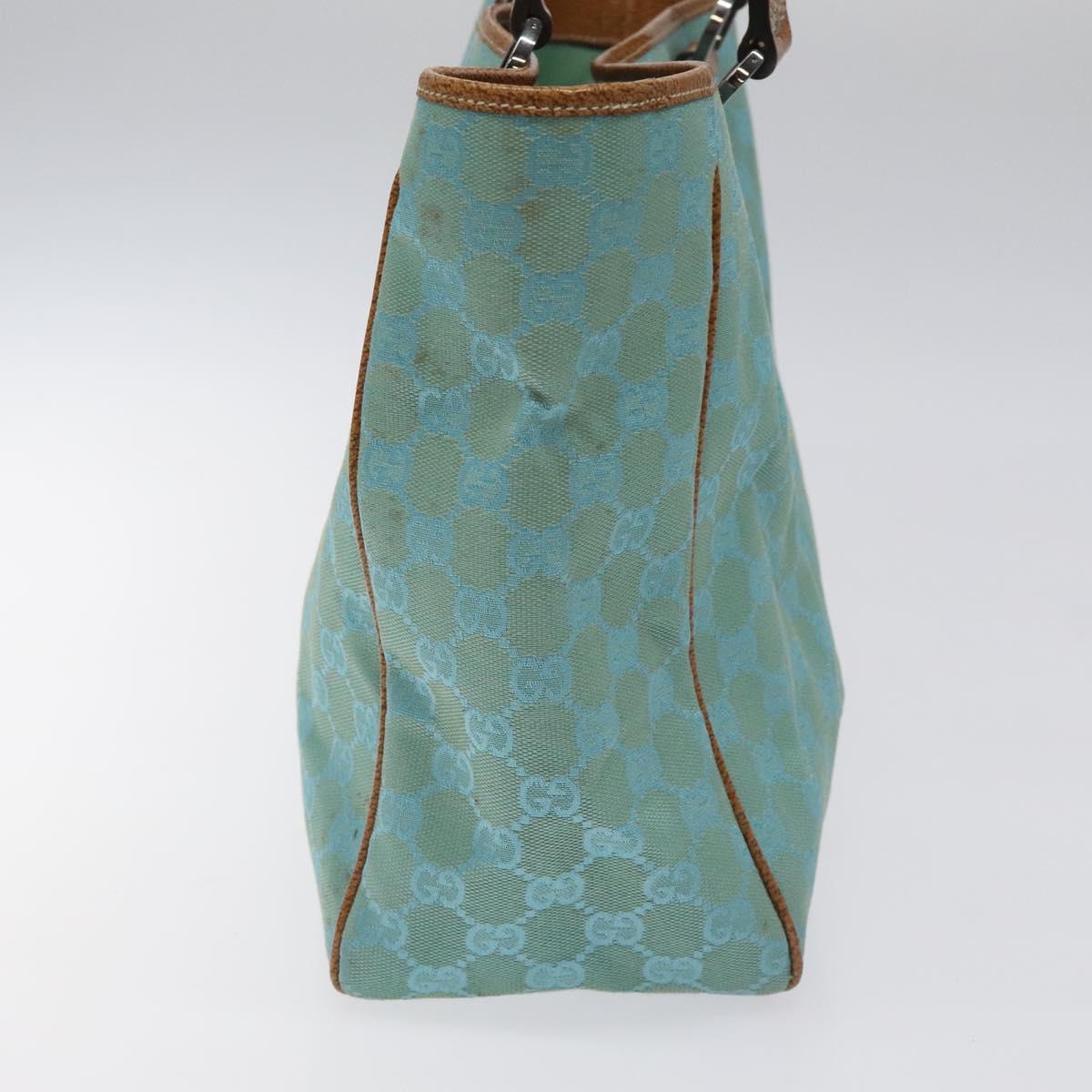 GUCCI GG Canvas Tote Bag Turquoise Blue 113017 Auth 115077