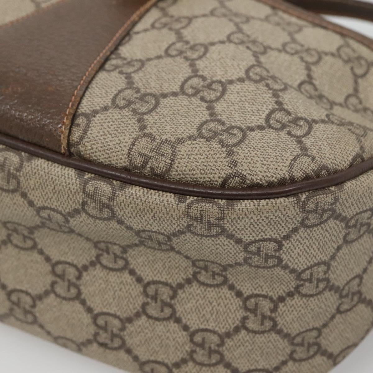 GUCCI GG Supreme Web Sherry Line Shoulder Bag PVC Beige Gold Red Auth 115099