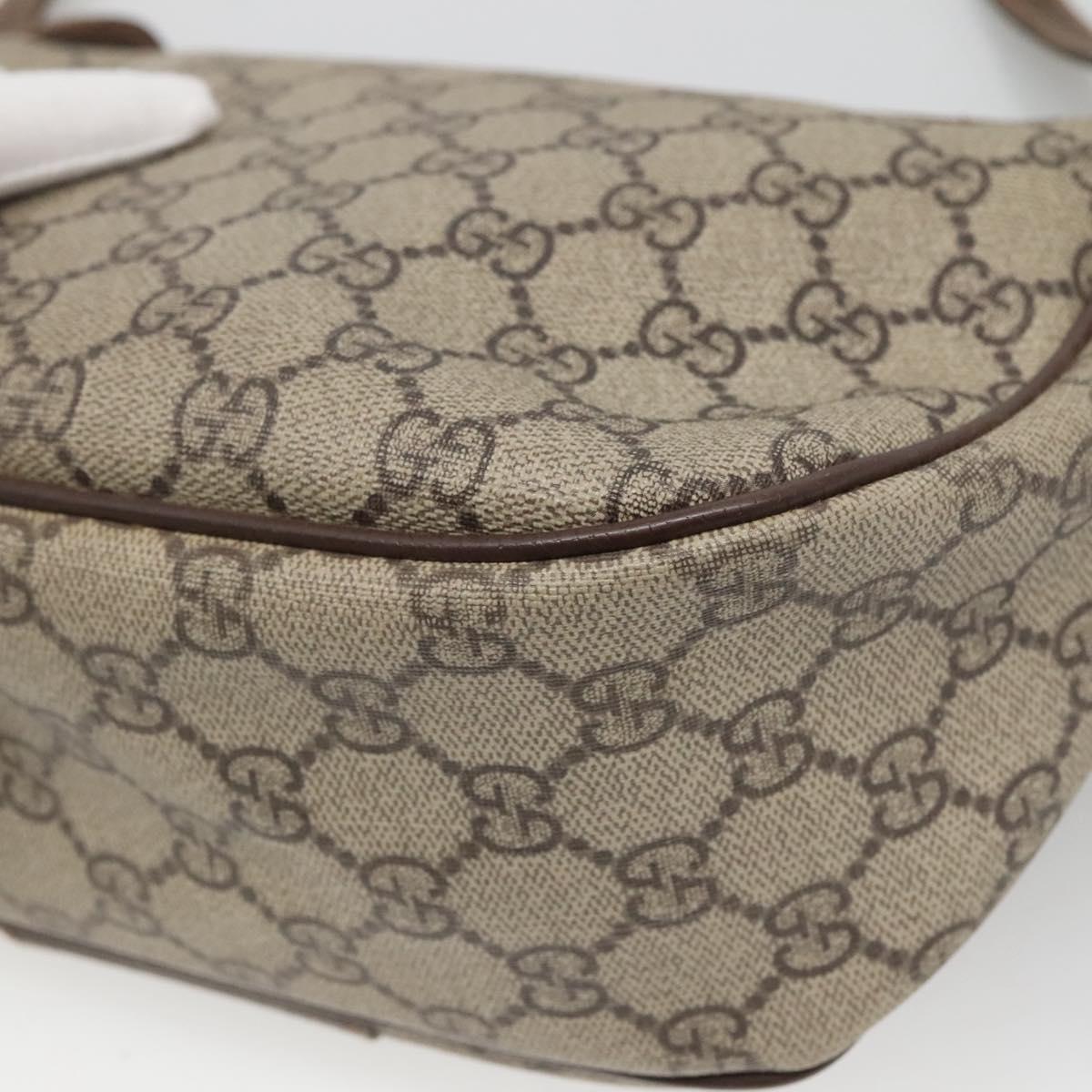 GUCCI GG Supreme Web Sherry Line Shoulder Bag PVC Beige Gold Red Auth 115099