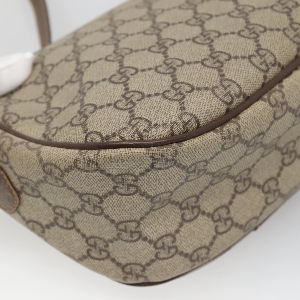 GUCCI GG Supreme Web Sherry Line Shoulder Bag PVC Beige Gold Red Auth 115099