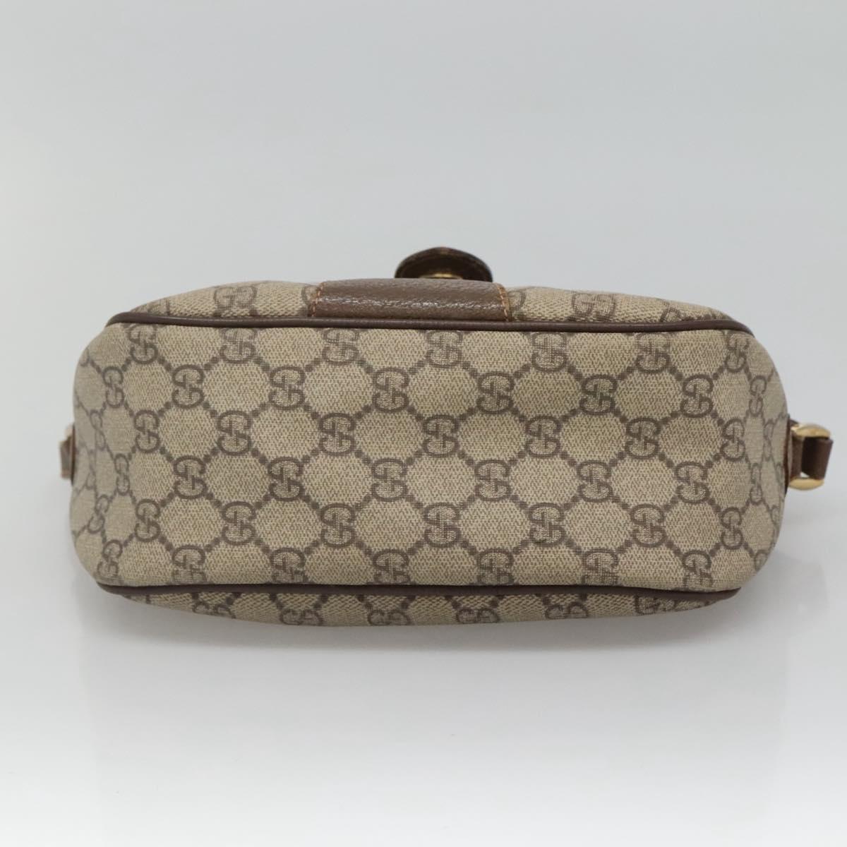 GUCCI GG Supreme Web Sherry Line Shoulder Bag PVC Beige Gold Red Auth 115099