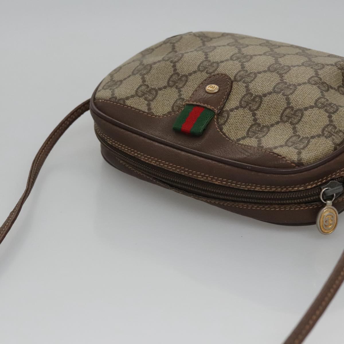 GUCCI GG Supreme Web Sherry Line Shoulder Bag PVC Red 156 02 066 Auth 115100