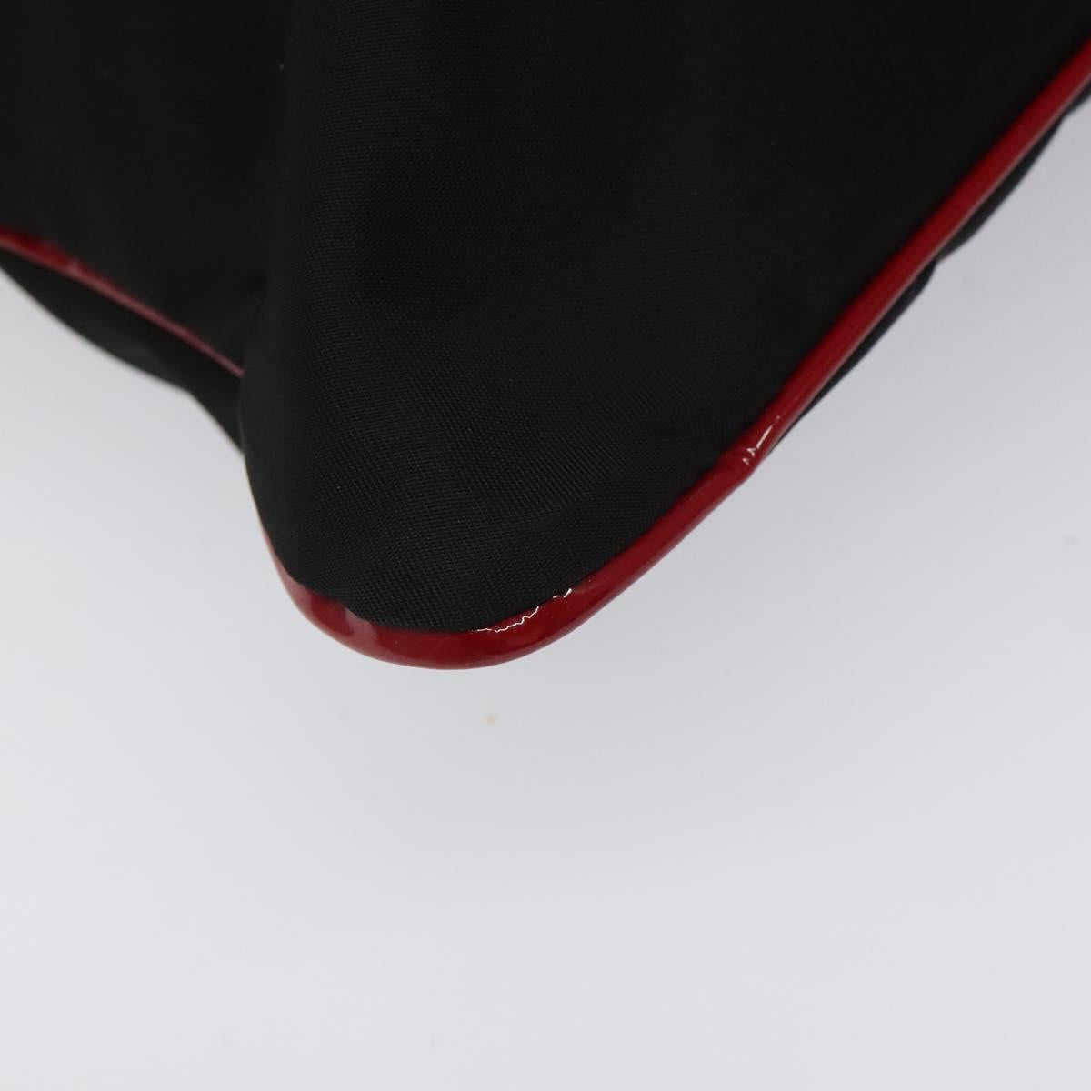 PRADA Hand Bag Nylon Black Silver Auth 115105