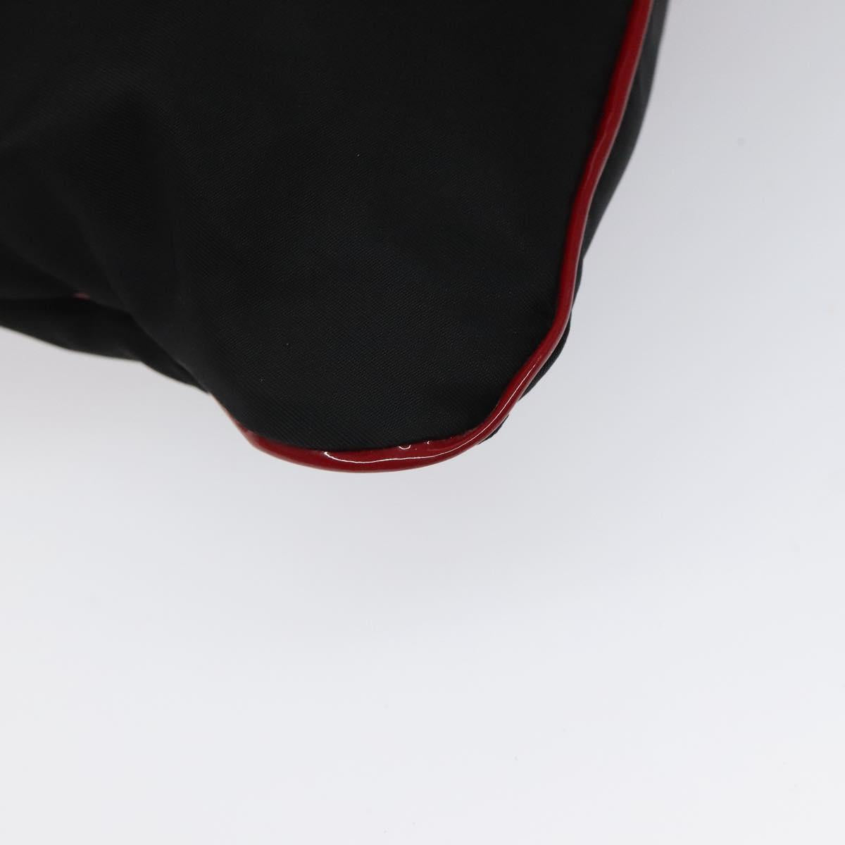 PRADA Hand Bag Nylon Black Silver Auth 115105