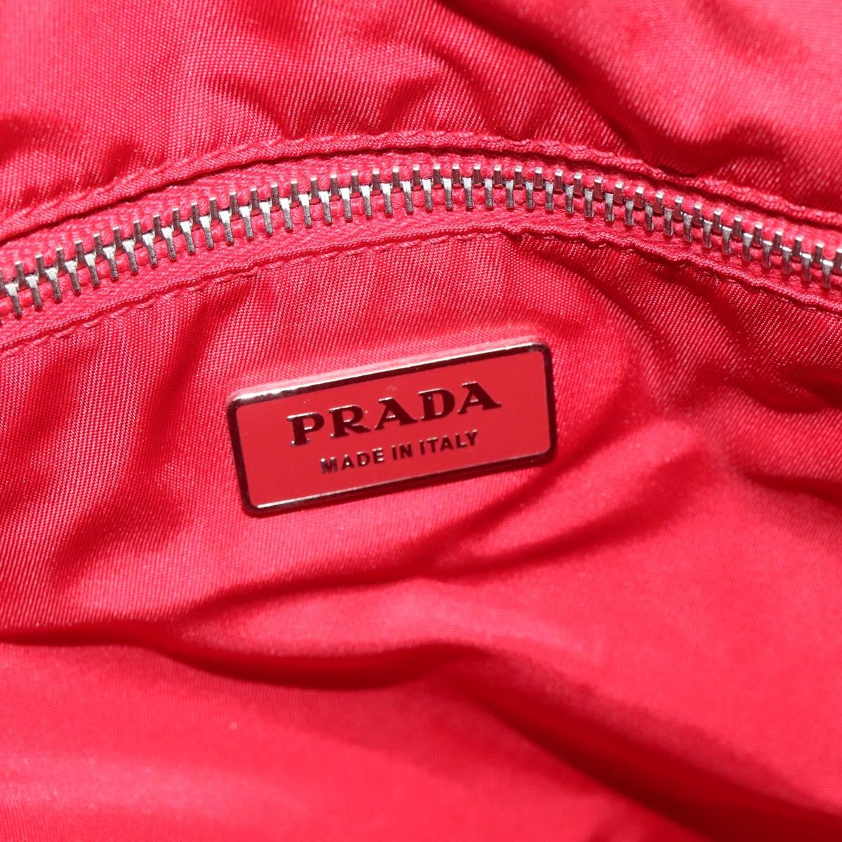 PRADA Hand Bag Nylon Black Silver Auth 115105