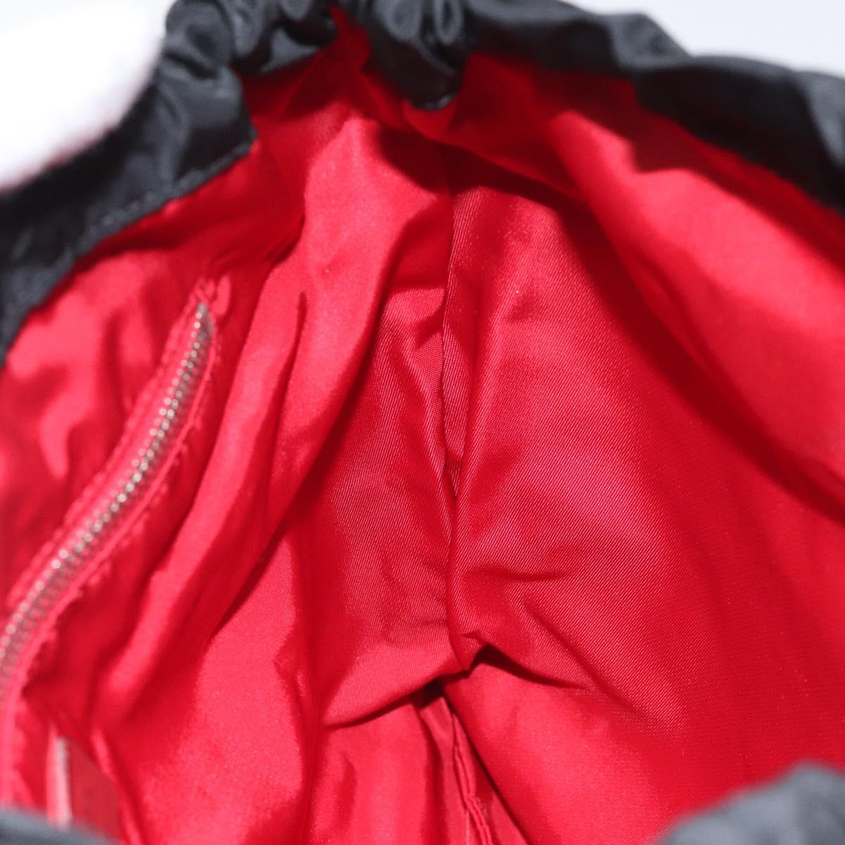 PRADA Hand Bag Nylon Black Silver Auth 115105