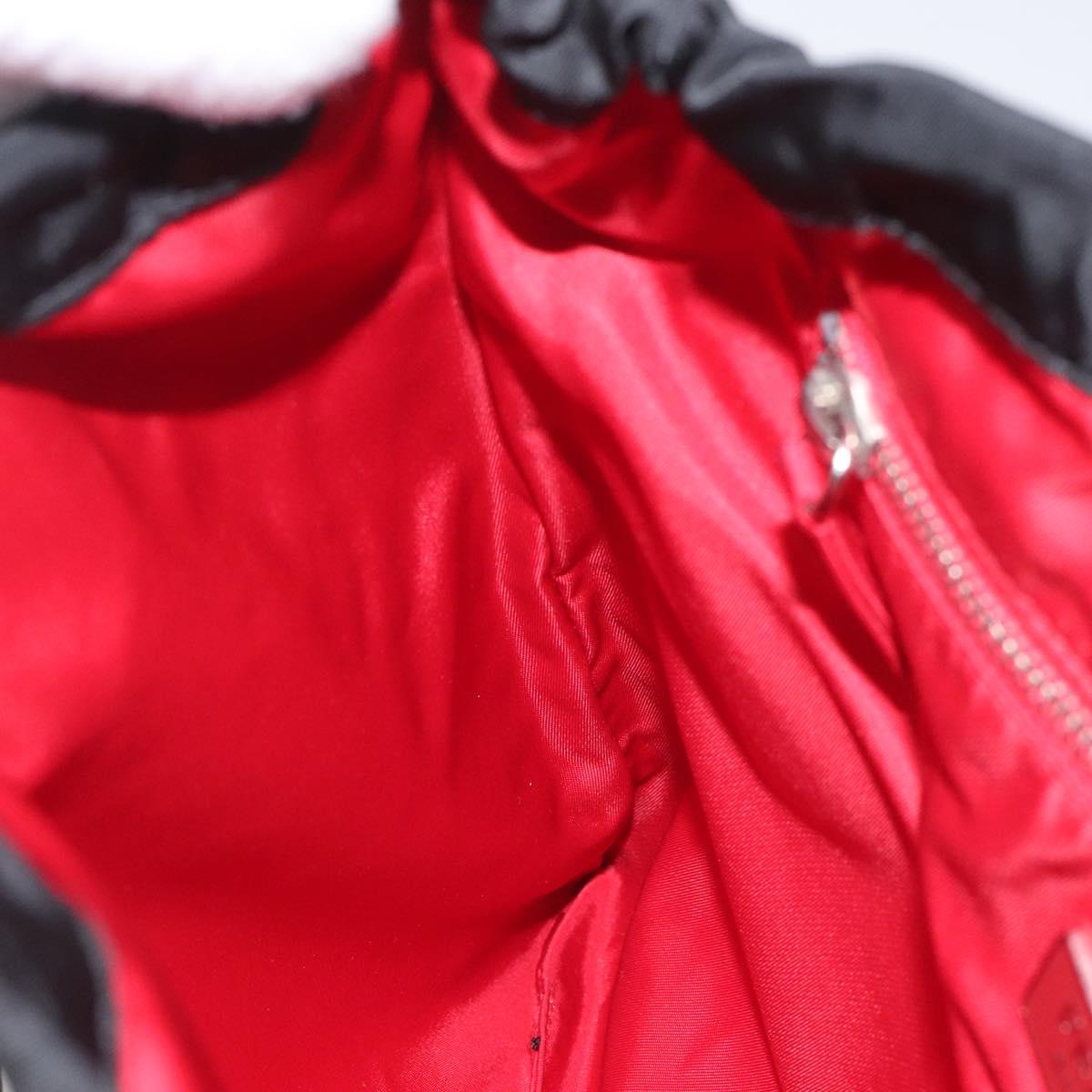 PRADA Hand Bag Nylon Black Silver Auth 115105