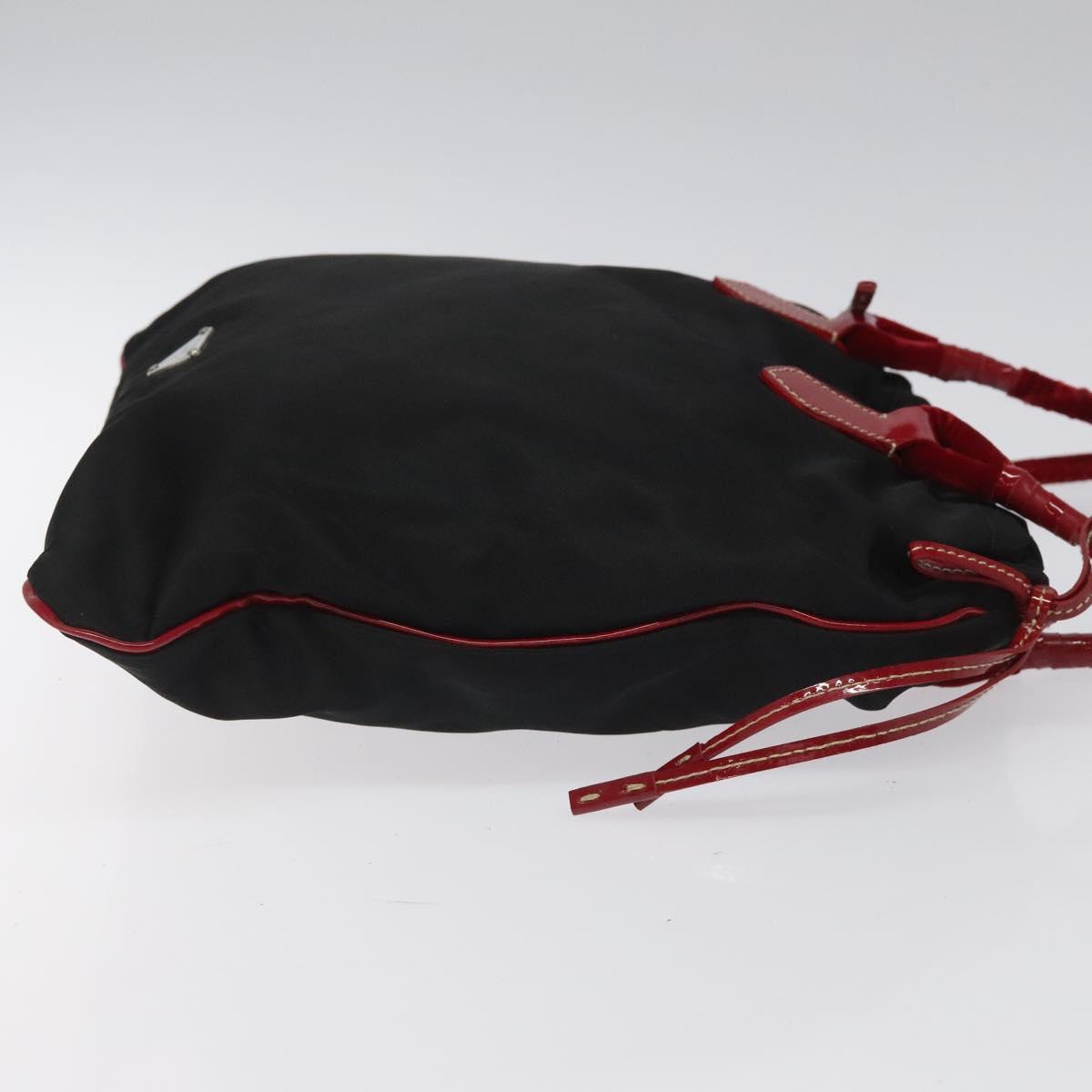 PRADA Hand Bag Nylon Black Silver Auth 115105