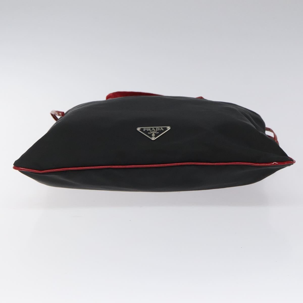PRADA Hand Bag Nylon Black Silver Auth 115105