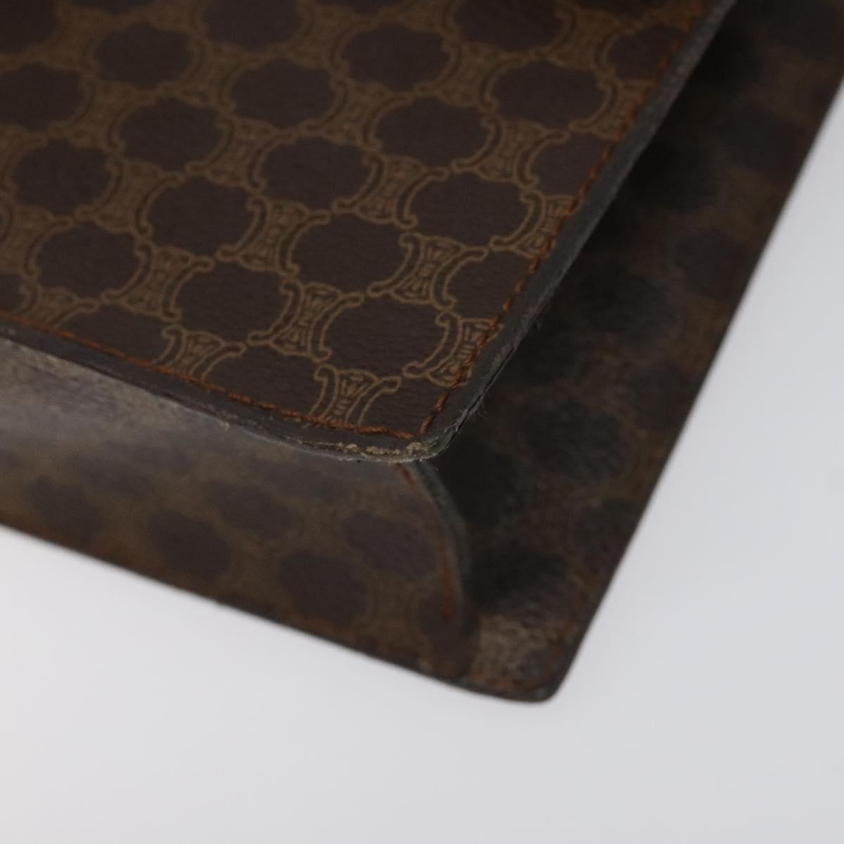 CELINE Macadam Canvas Shoulder Bag PVC Gold Brown Auth 115119