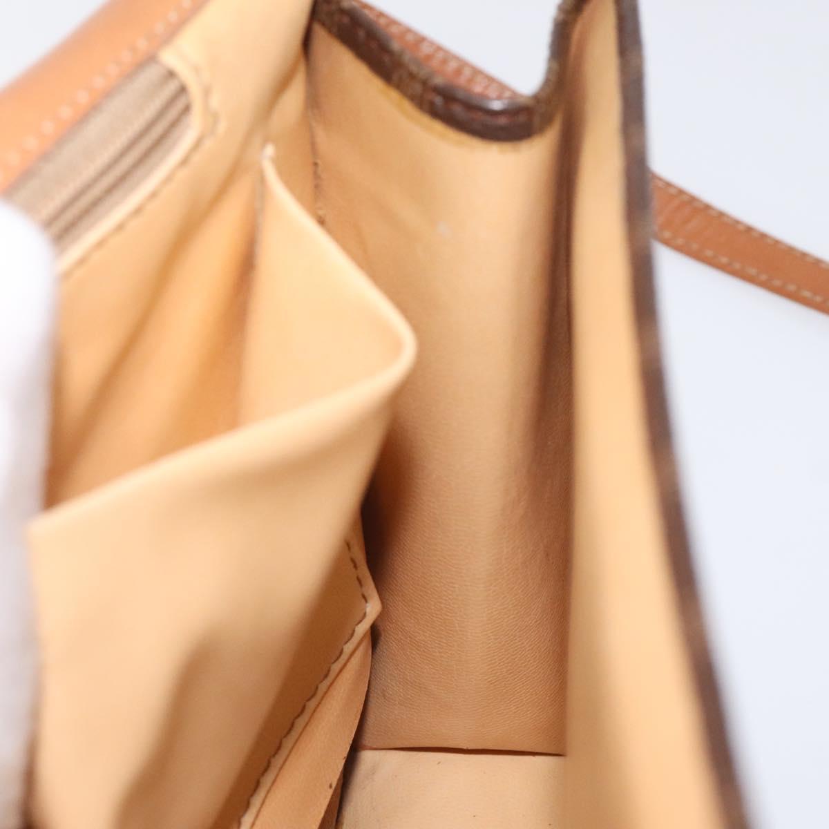 CELINE Macadam Canvas Shoulder Bag PVC Gold Brown Auth 115119