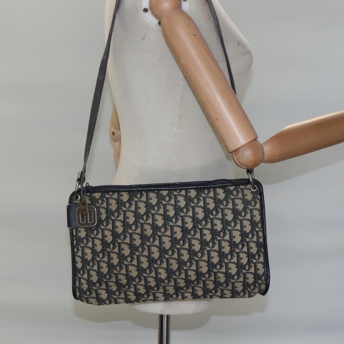 Christian Dior Trotter Canvas Shoulder Bag Navy Auth 115143