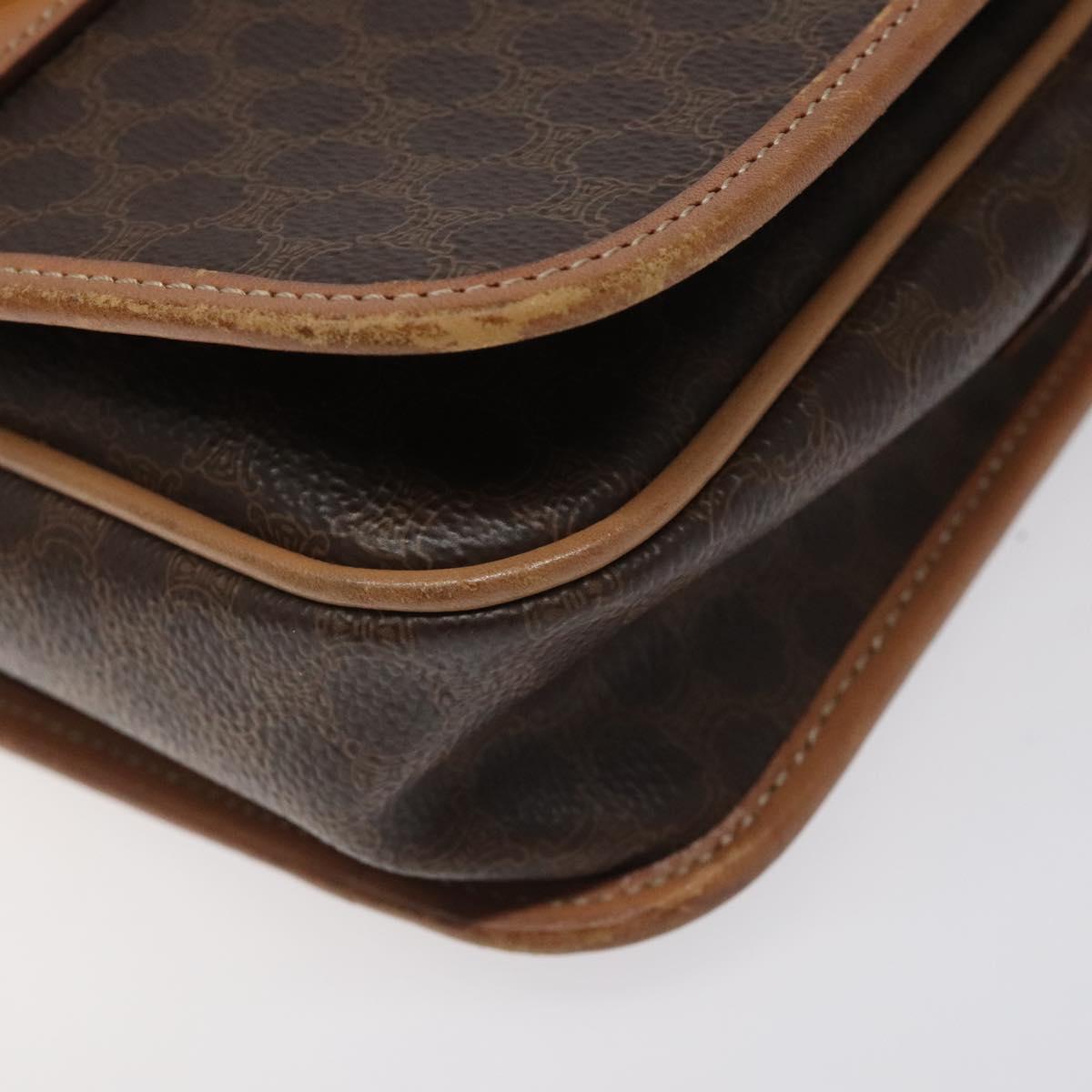 CELINE Macadam Canvas Shoulder Bag PVC Gold Brown Auth 115148