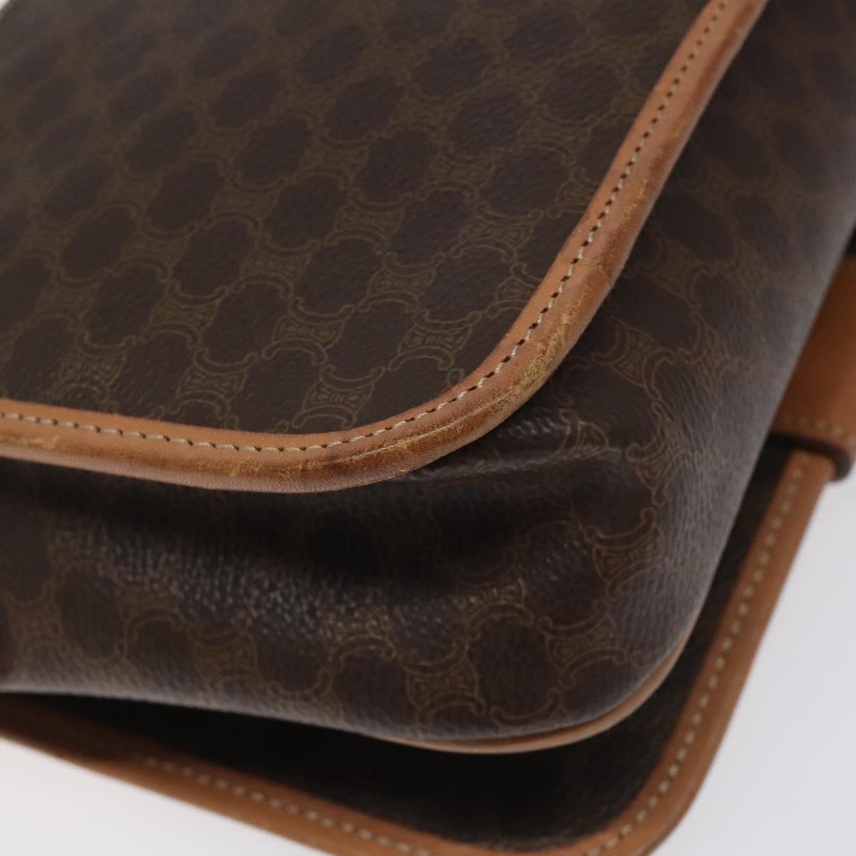 CELINE Macadam Canvas Shoulder Bag PVC Gold Brown Auth 115148