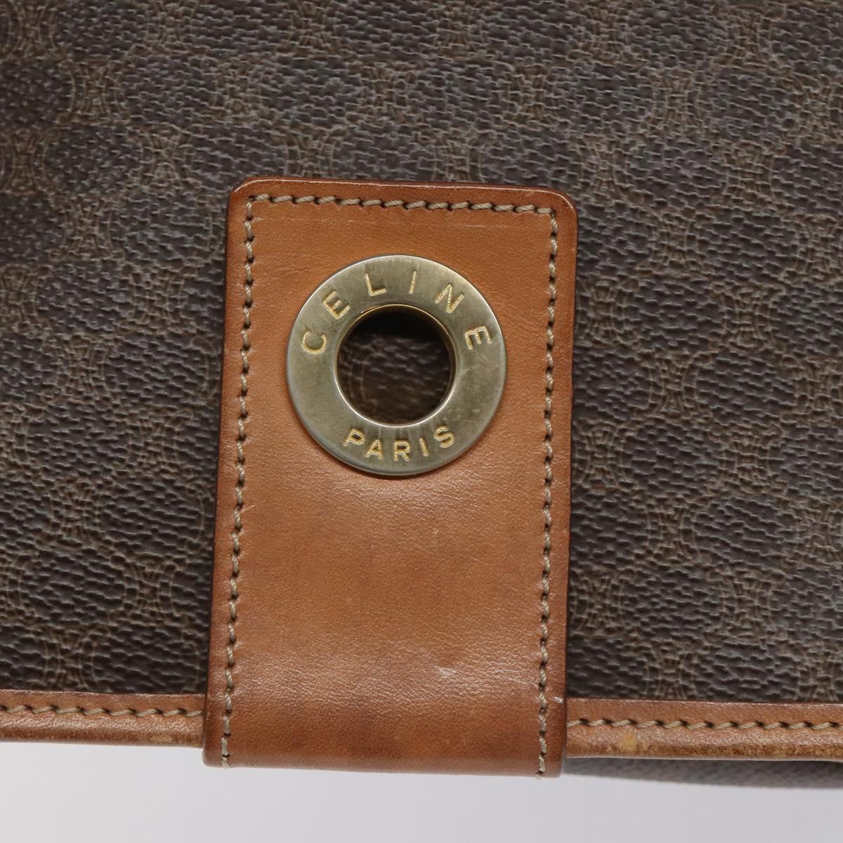 CELINE Macadam Canvas Shoulder Bag PVC Gold Brown Auth 115148