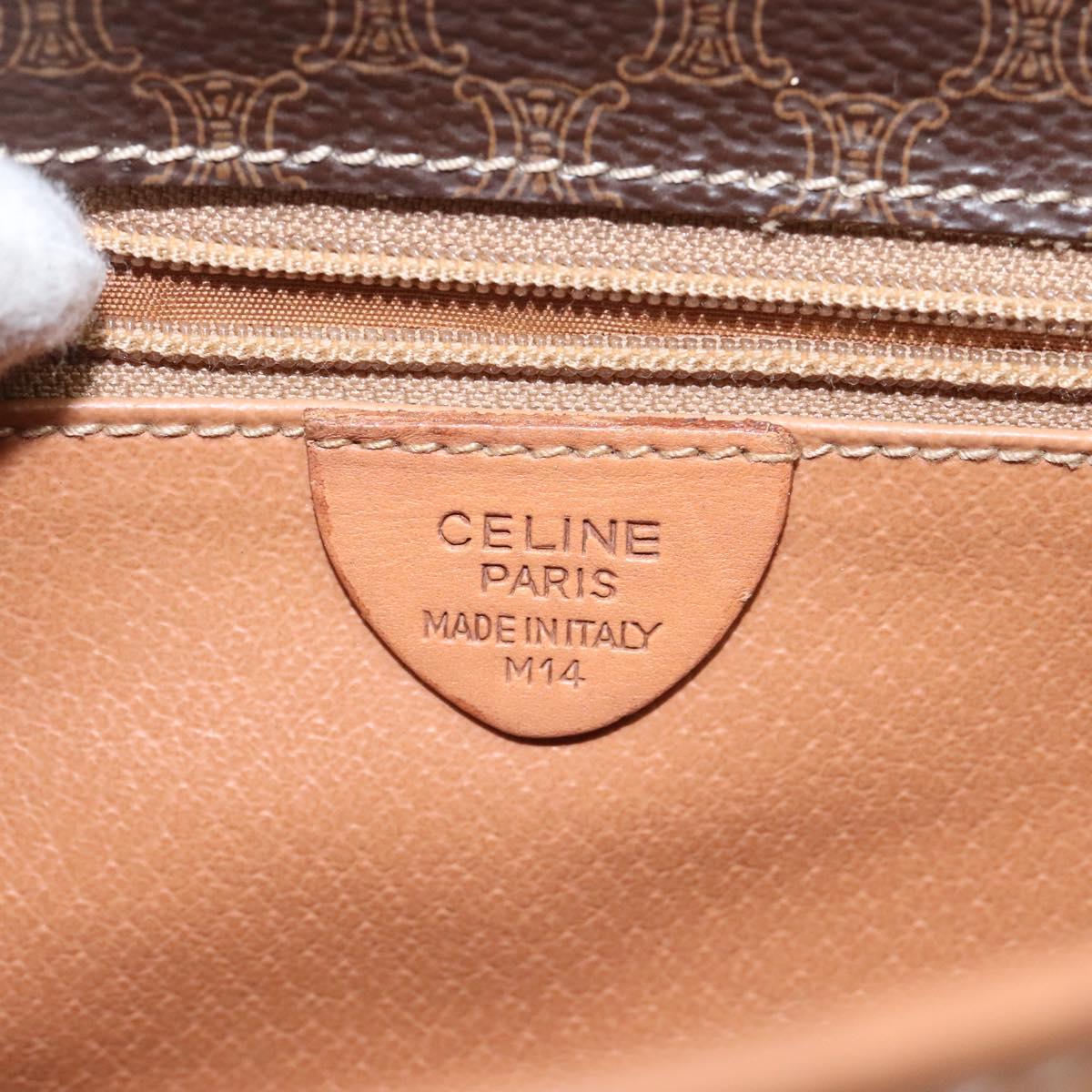 CELINE Macadam Canvas Shoulder Bag PVC Gold Brown Auth 115148