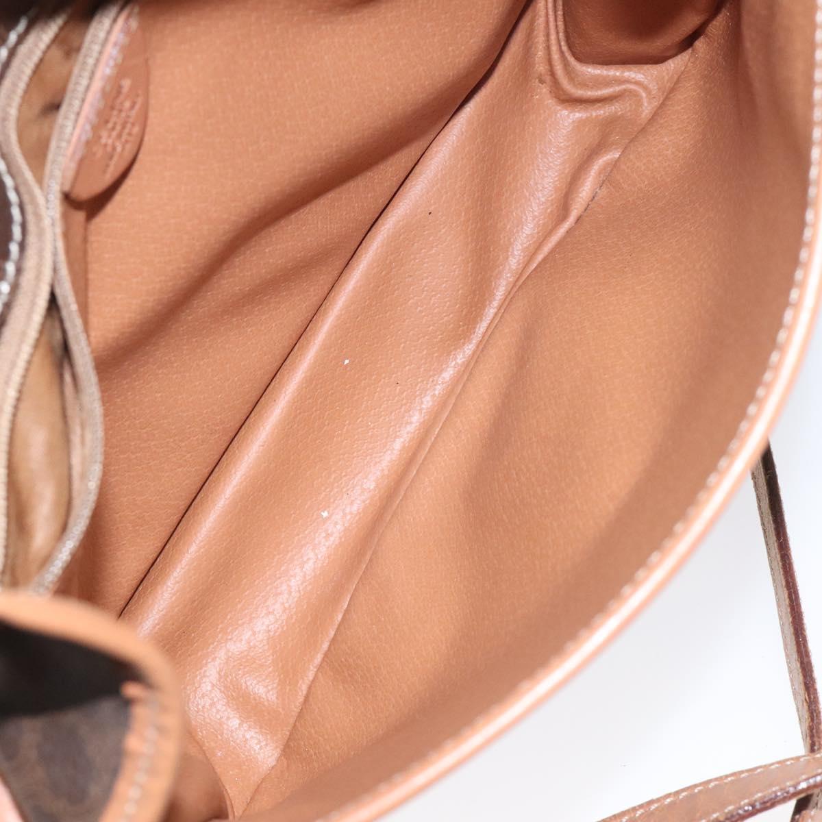 CELINE Macadam Canvas Shoulder Bag PVC Gold Brown Auth 115148