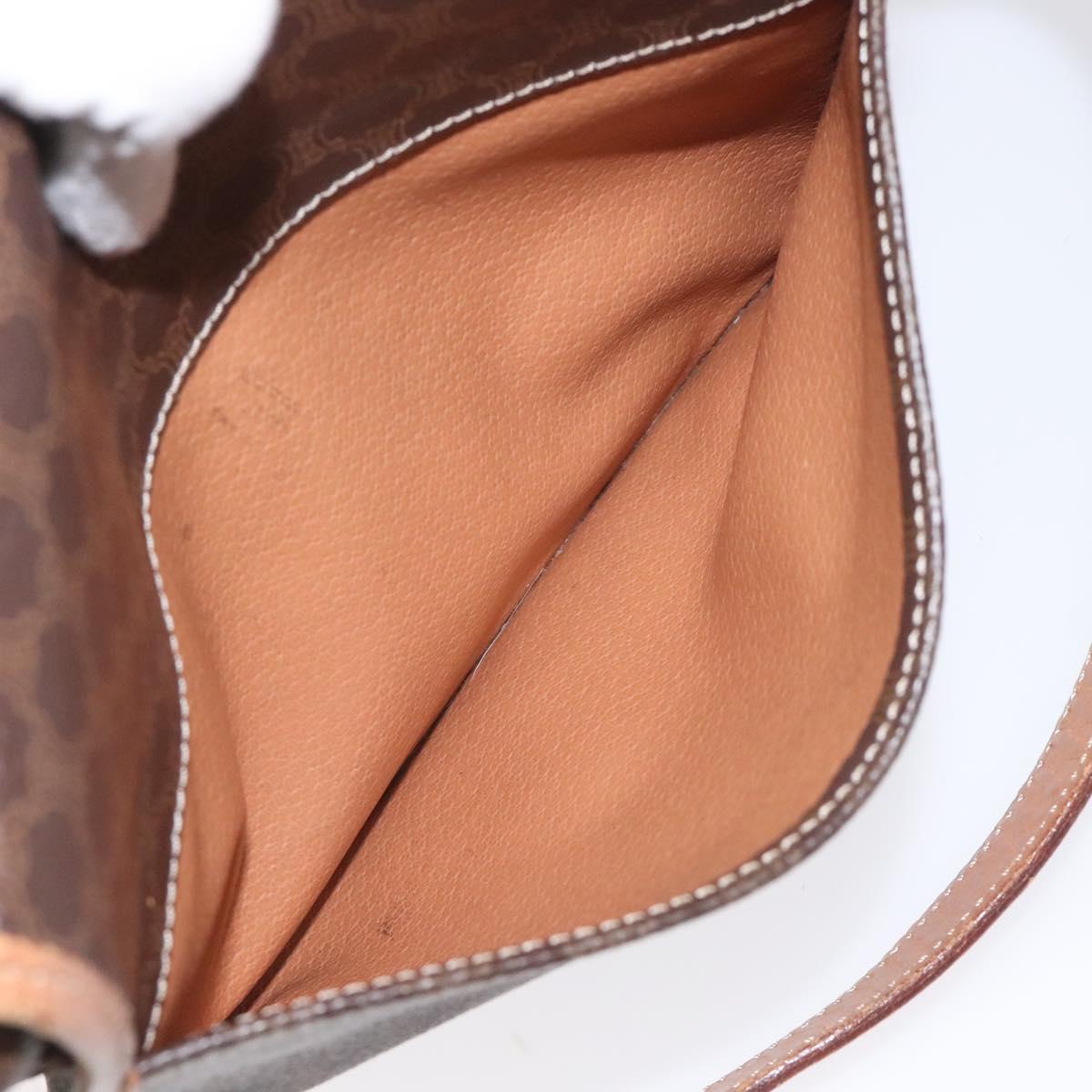 CELINE Macadam Canvas Shoulder Bag PVC Gold Brown Auth 115148