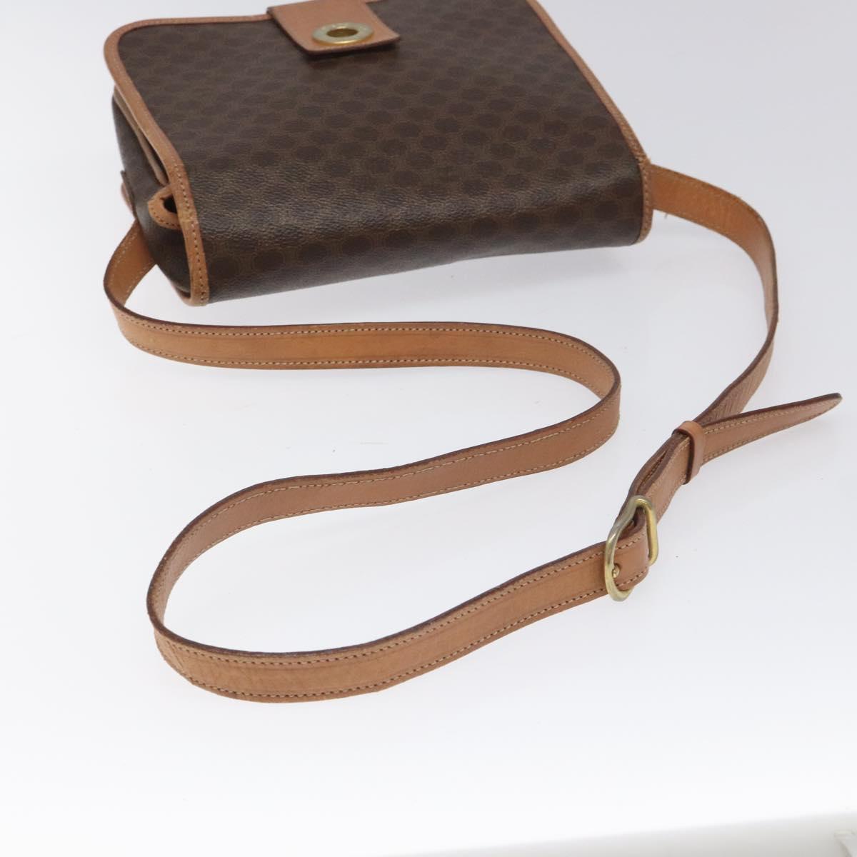 CELINE Macadam Canvas Shoulder Bag PVC Gold Brown Auth 115148