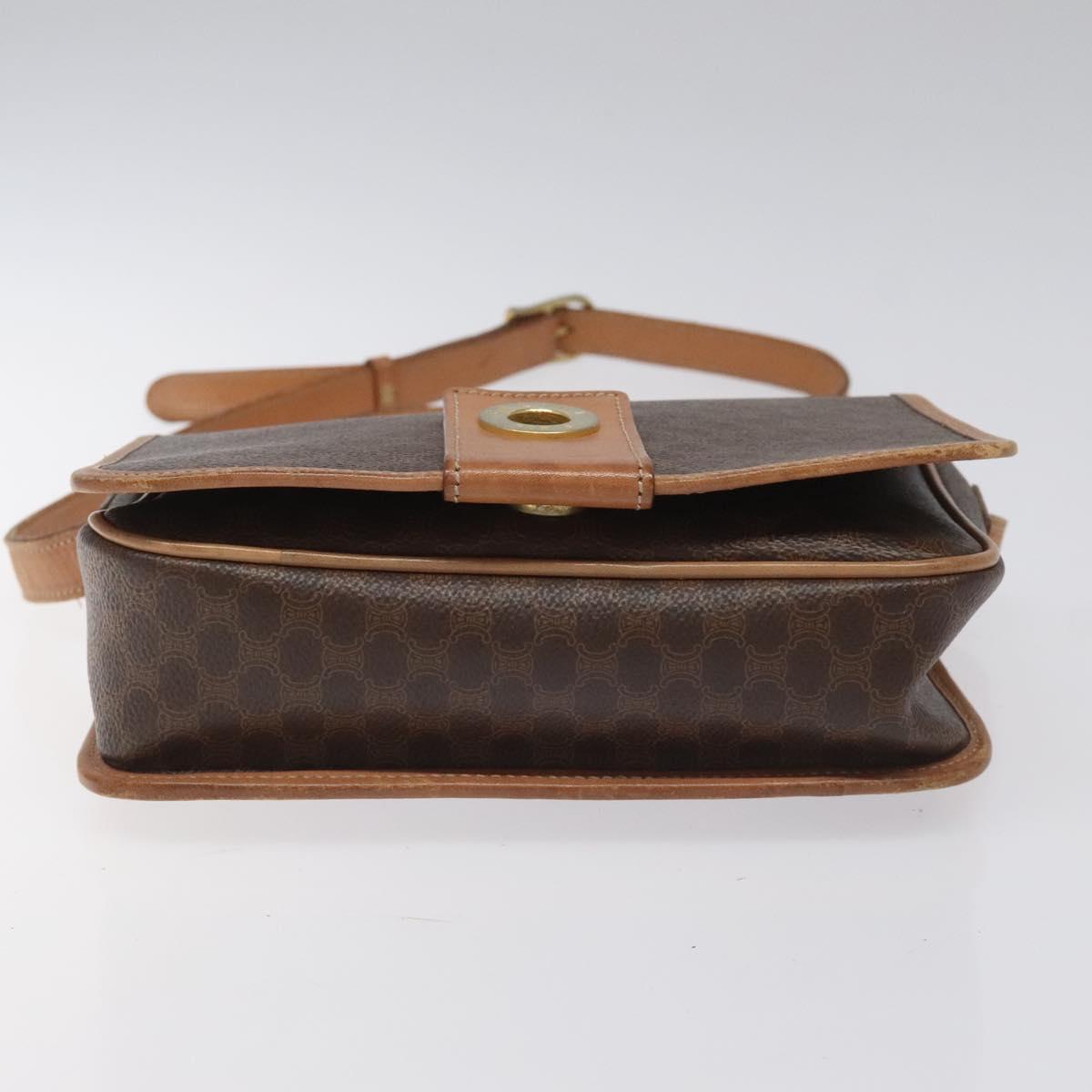 CELINE Macadam Canvas Shoulder Bag PVC Gold Brown Auth 115148