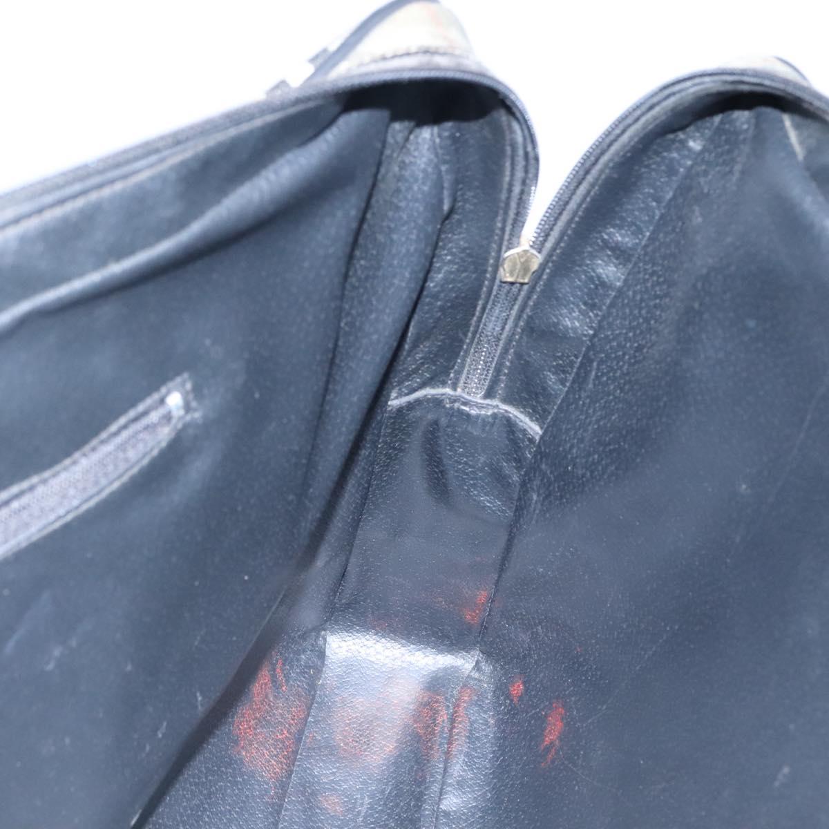 Burberrys Nova Check Business Bag PVC Leather Gray Auth 115156