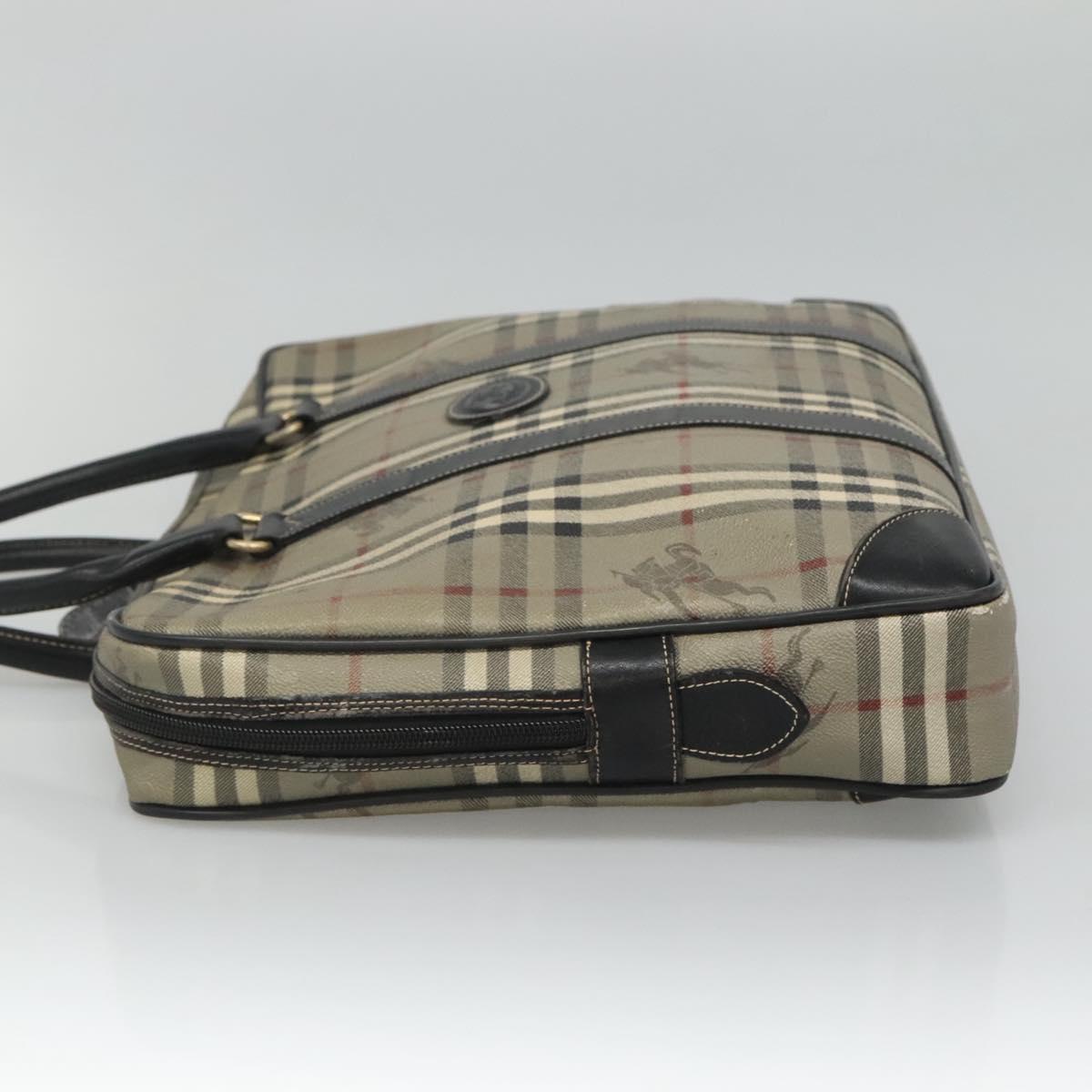 Burberrys Nova Check Business Bag PVC Leather Gray Auth 115156