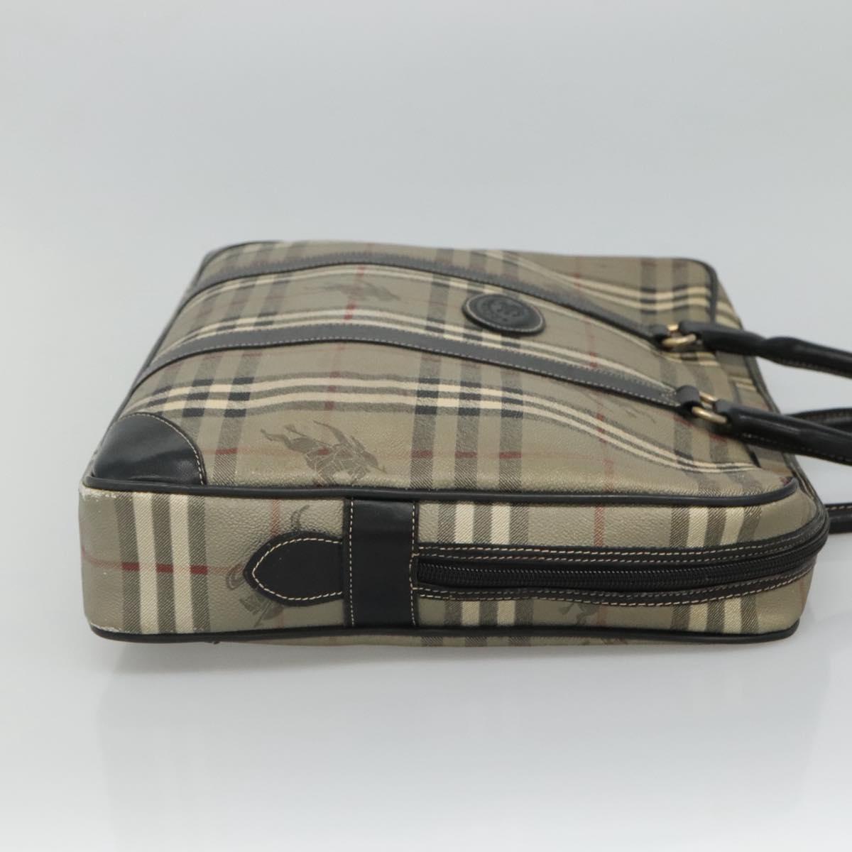 Burberrys Nova Check Business Bag PVC Leather Gray Auth 115156