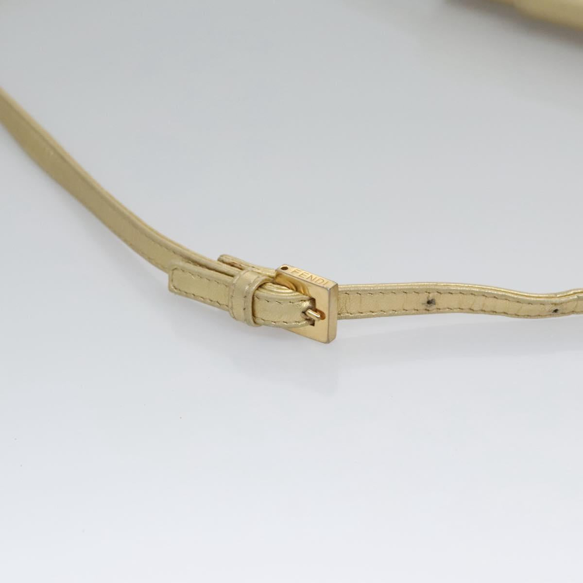 FENDI Shoulder Bag Leather Gold Auth 115157