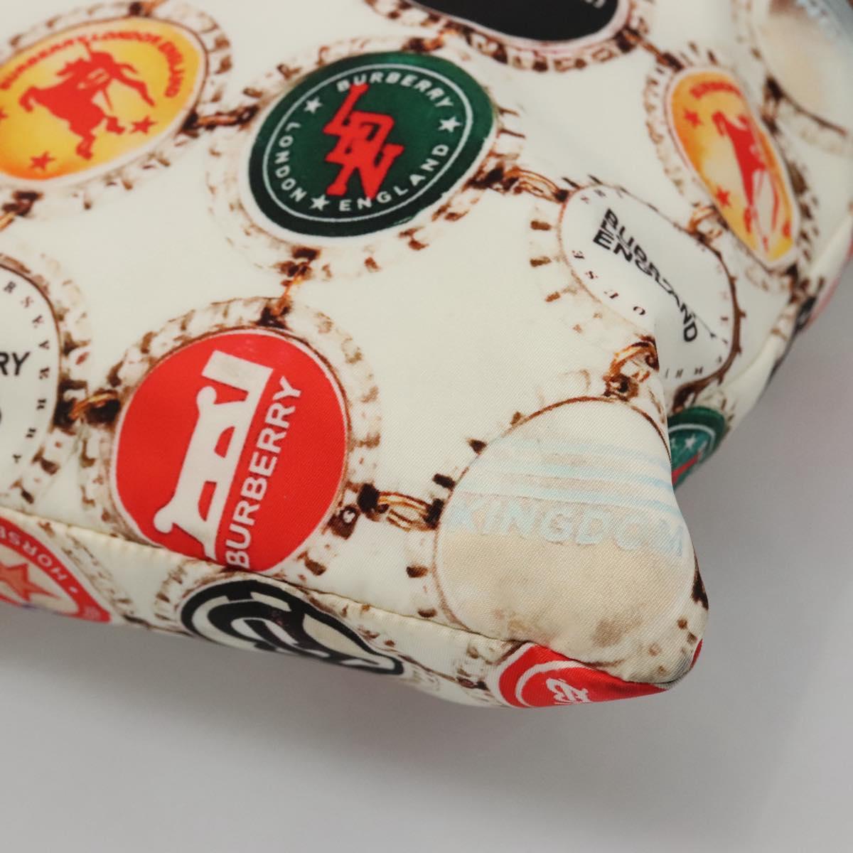 BURBERRY Tote Bag Nylon Gold White Auth 115199V